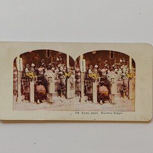 ANTIQUE Stereograph Card Kiyomizu Temple, Japan Golden Pavillion World Views